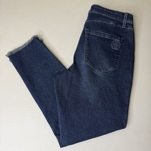 Laurie Felt Jeans Womens 10 Petite Blue Classic Clean Ankle Skinny Frayed Hem